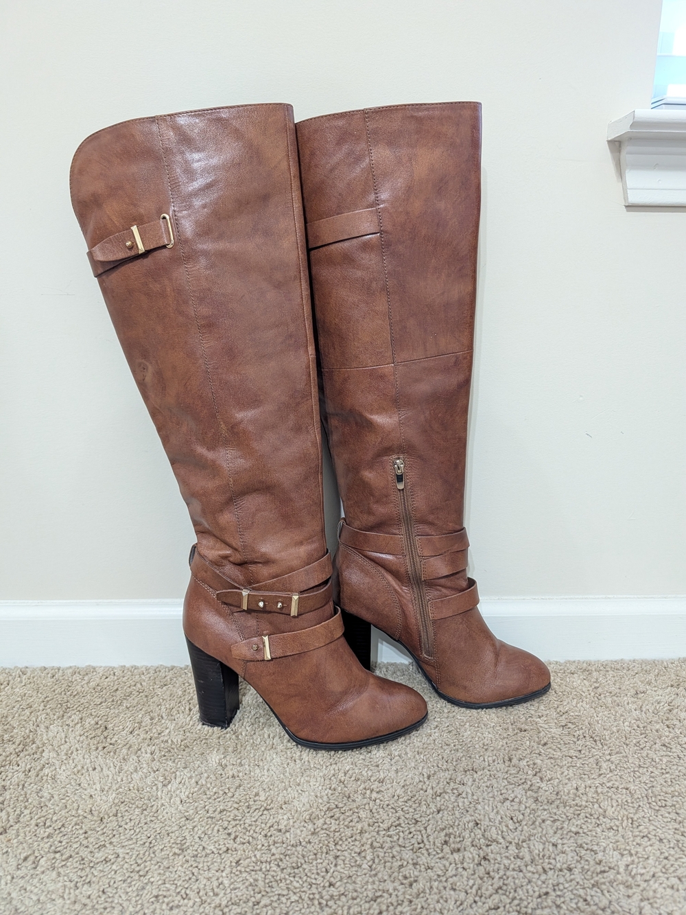 Aldo Women's Tall Brown Heeled Riding Boots Awesome Condition